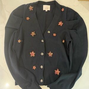 cinq a sept black Cardigan with Beaded Star Embellishments